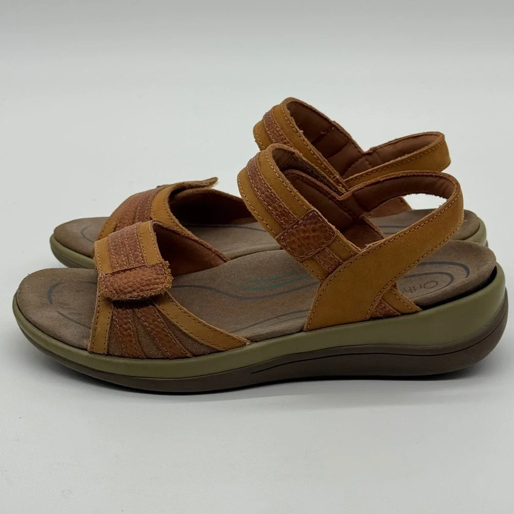 Orthofeet 916 Malibu Tan Leather Orthopedic Comfort Sandals Womens 8 D Wide